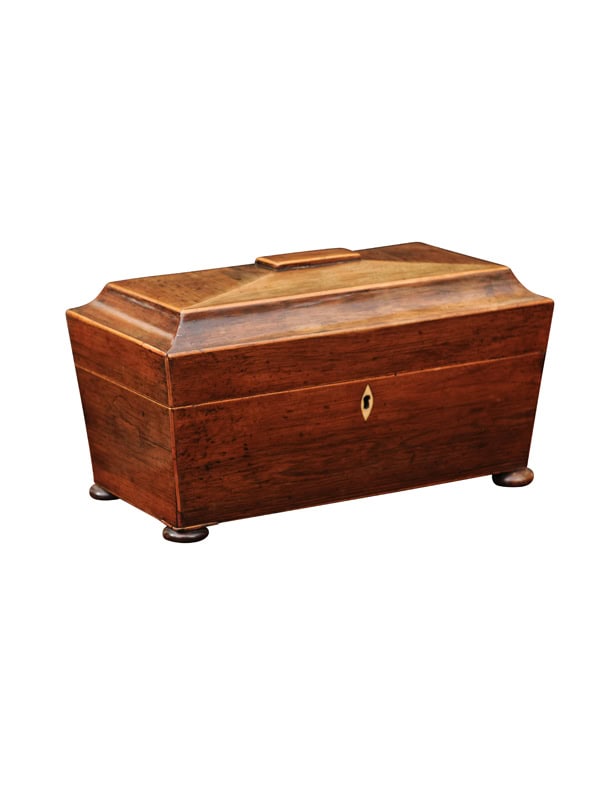19th Century Rosewood English Work Box with Bun Feet