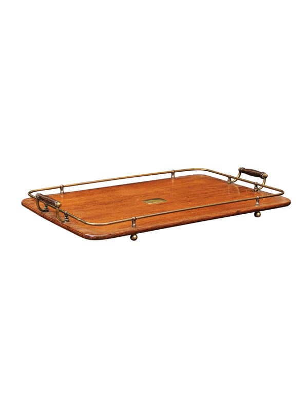 Late 19th Century English Gallery Tray in Oak & Brass