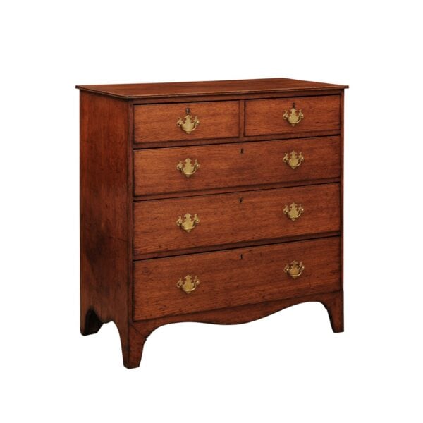 19th Century English Oak Chest with Straight Front, 5 Drawers and Splayed Legs - Image 2