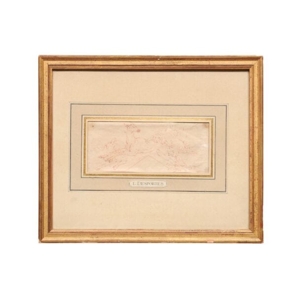 Framed 18th Century French "Desportes Style" Drawing on Paper - Image 2
