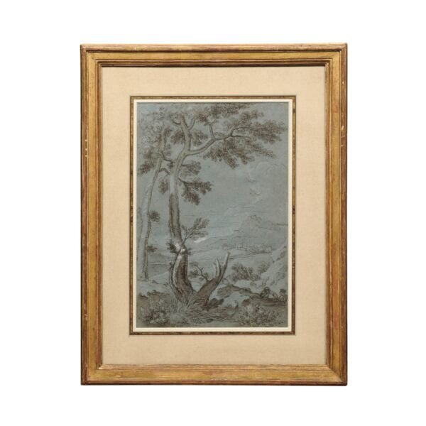 17th Century Italian Blue Pencil Drawing of Landscape - Image 2