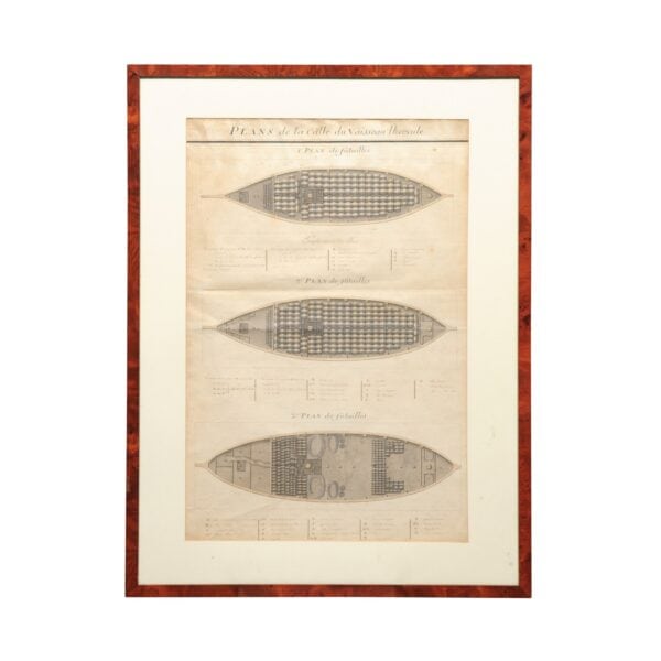 Framed Mid 19th Century Engraving of Ship Barrels / Cargo Hold Plan - Image 2