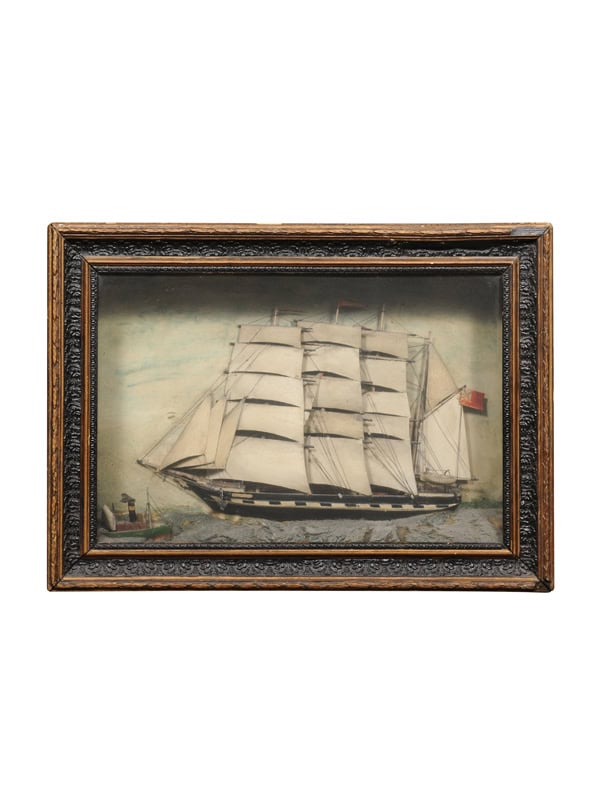 Framed Boat Diorama, 19th Century