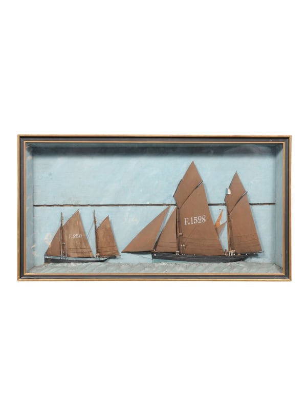 Framed Boat Diorama ca. 1890
