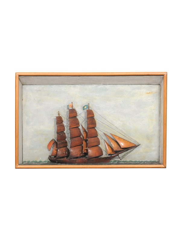 Framed Boat Diorama ca. 1890