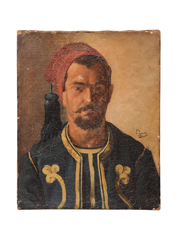 19th Century French Oil on Canvas Portrait of a Man, "Zouavve"