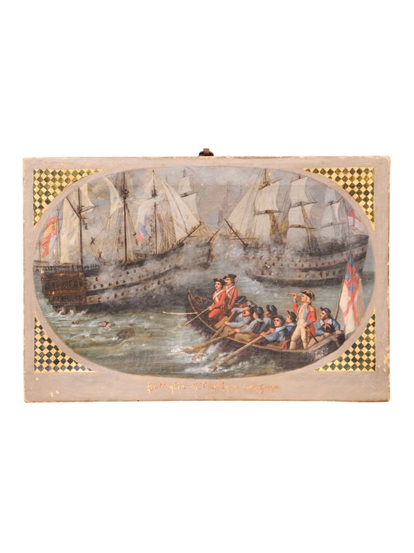 19th Century Italian Oil on Canvas "Battleship" Painting