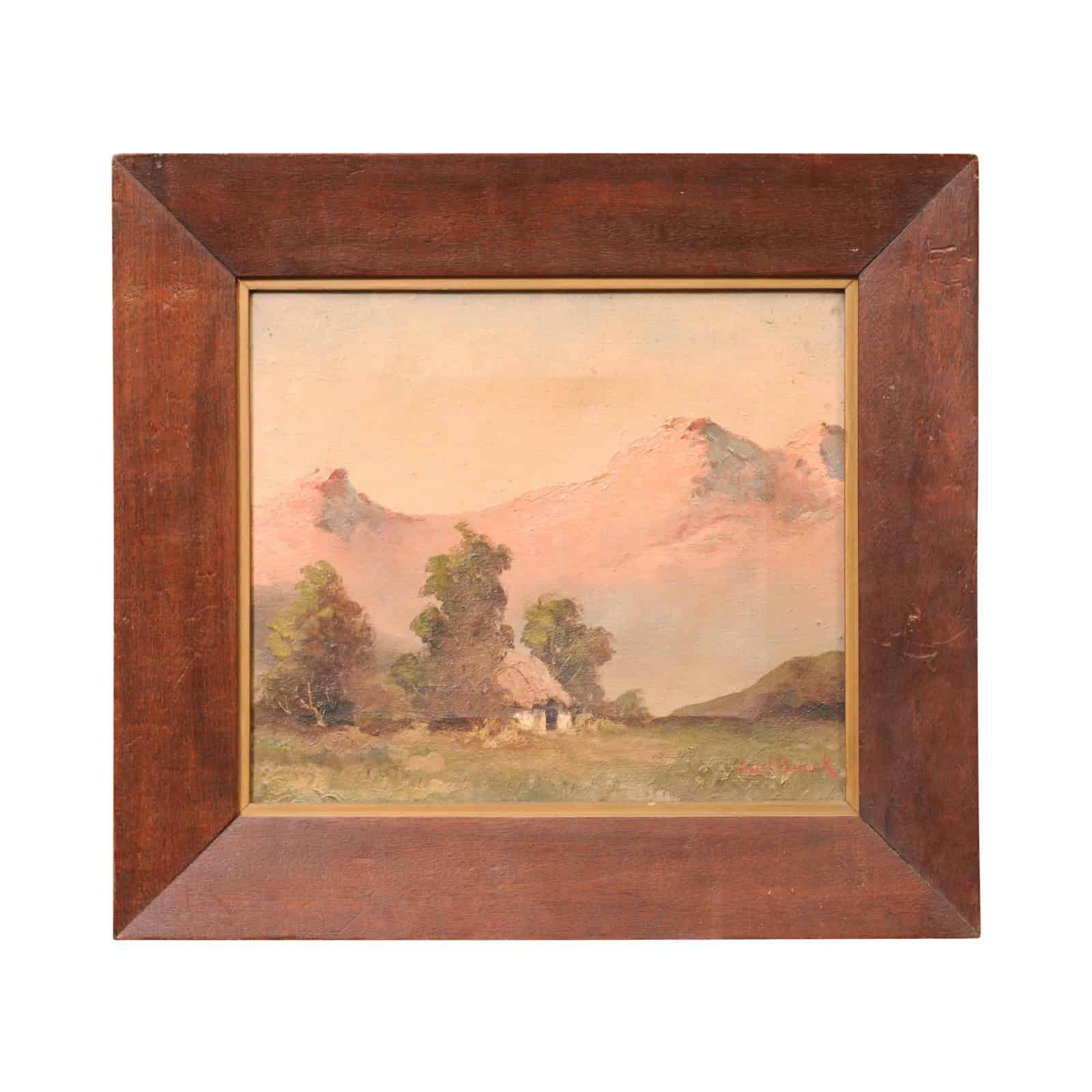 Framed Oil Landscape Painting of Mountain Vista, 19th Century France - Image 2