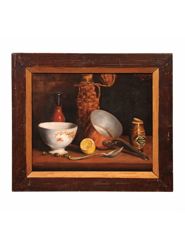 Framed 19th Century French Oil  on Canvas Still Life Painting, dated 1894