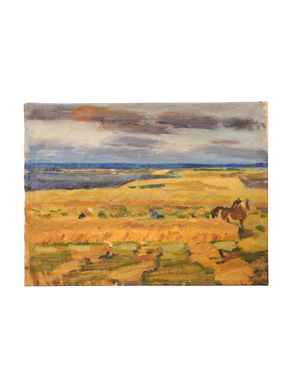 Oil on Canvas Landscape Painting with Horse, France 20th c.