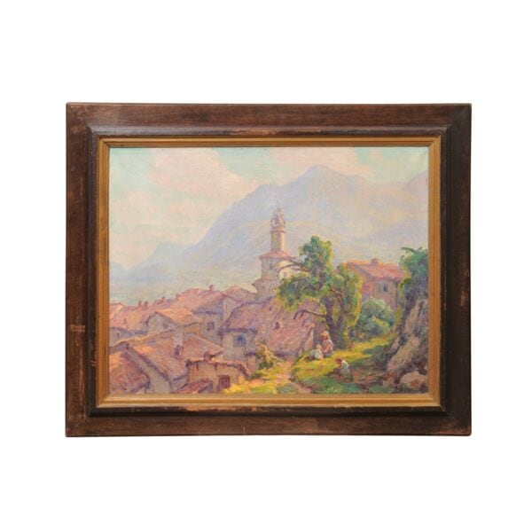 Large Framed Oil on Canvas Landscape Painting, South of France Castellane ca. 1900 - Image 2