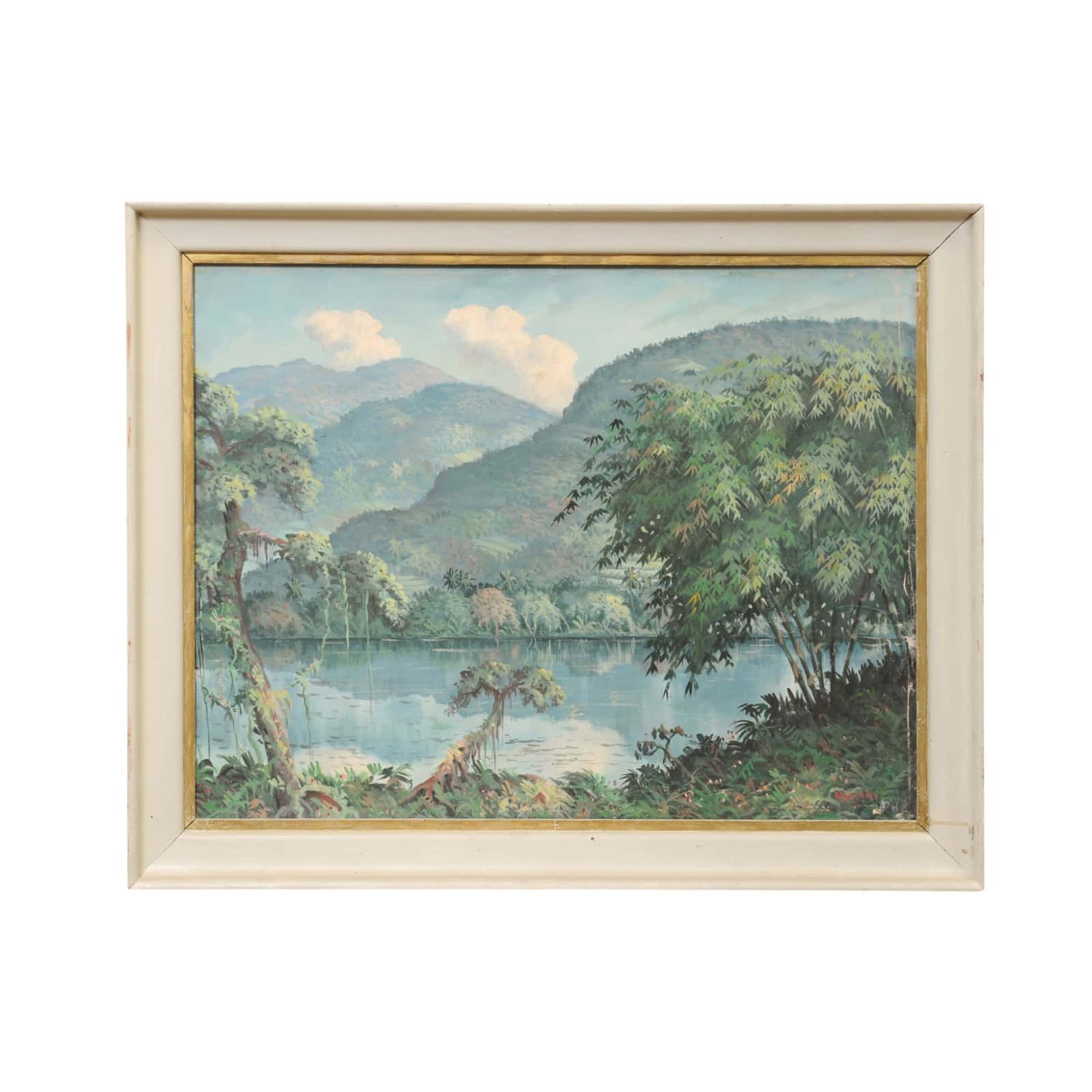 Large Framed Oil on Canvas Painted Landscape , 20th c - Image 2