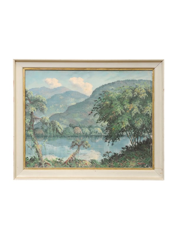 Large Framed Oil on Canvas Painted Landscape , 20th c