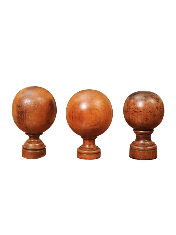 Set of 3 Wooden Bannister Balls, France 19th Century