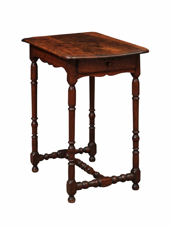 17th Century French LXIII Walnut Side Table with Drawer