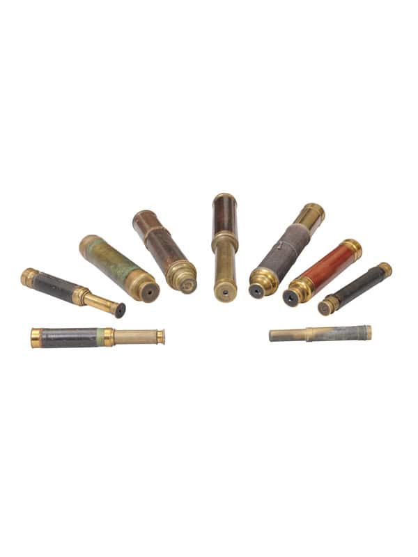 Set of 10 19th Century French Brass & Leather Telescopes / "Longue Vues" . PRICE PER EACH.