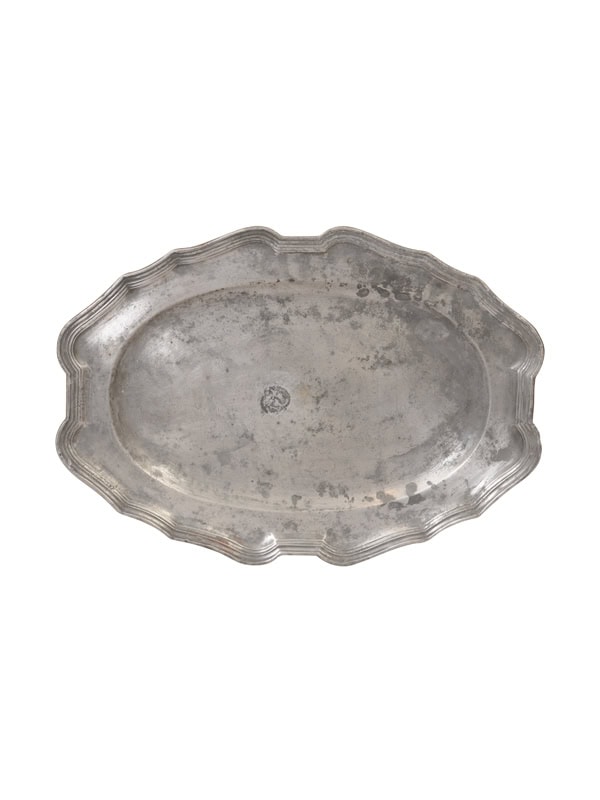 Oval Pewter Platter, French 18th Century