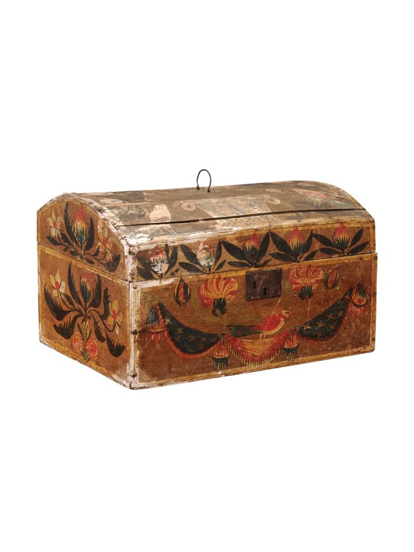 19th Century French Painted Pine Wedding Box
