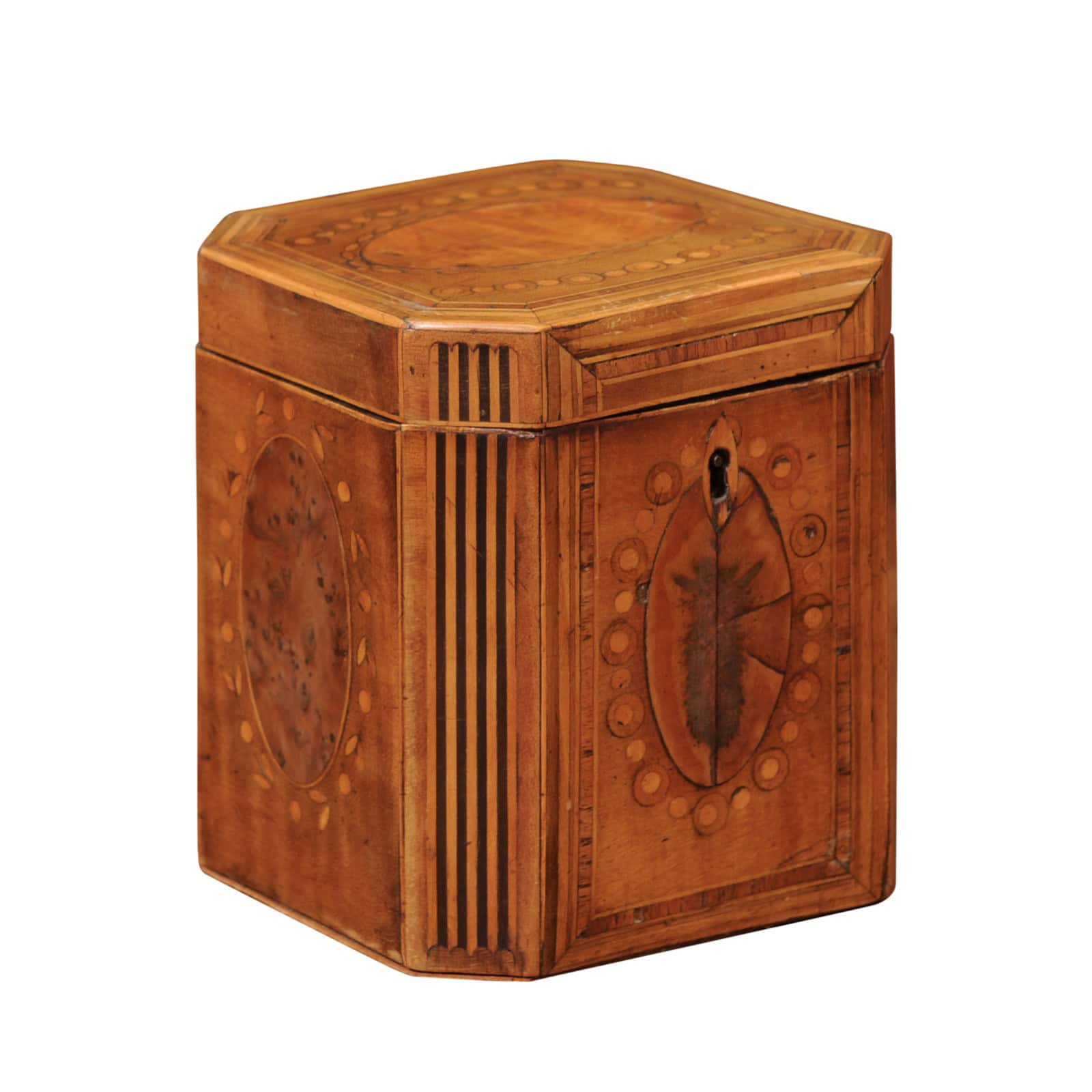 18th Century English Inlaid Single Tea Caddy - Image 2