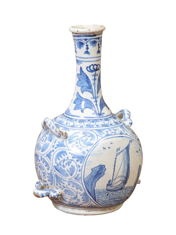 18th Century Delft Blue & White Bottle
