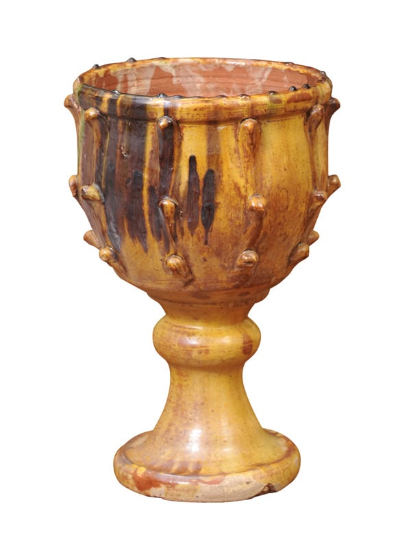 French Yellow Glazed Ceramic Planter , France ca. 1950