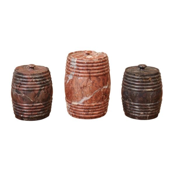 Set of 3 19th Century French Marble Tobacco Jars with Lids - Image 2