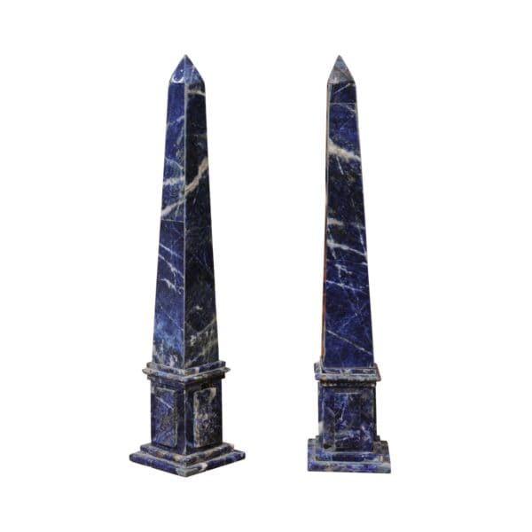 Pair of Blue Marble Obelisks , 20th Century - Image 2