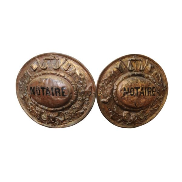 19th Century French Brass Repousse Notary Street Sign - Image 2