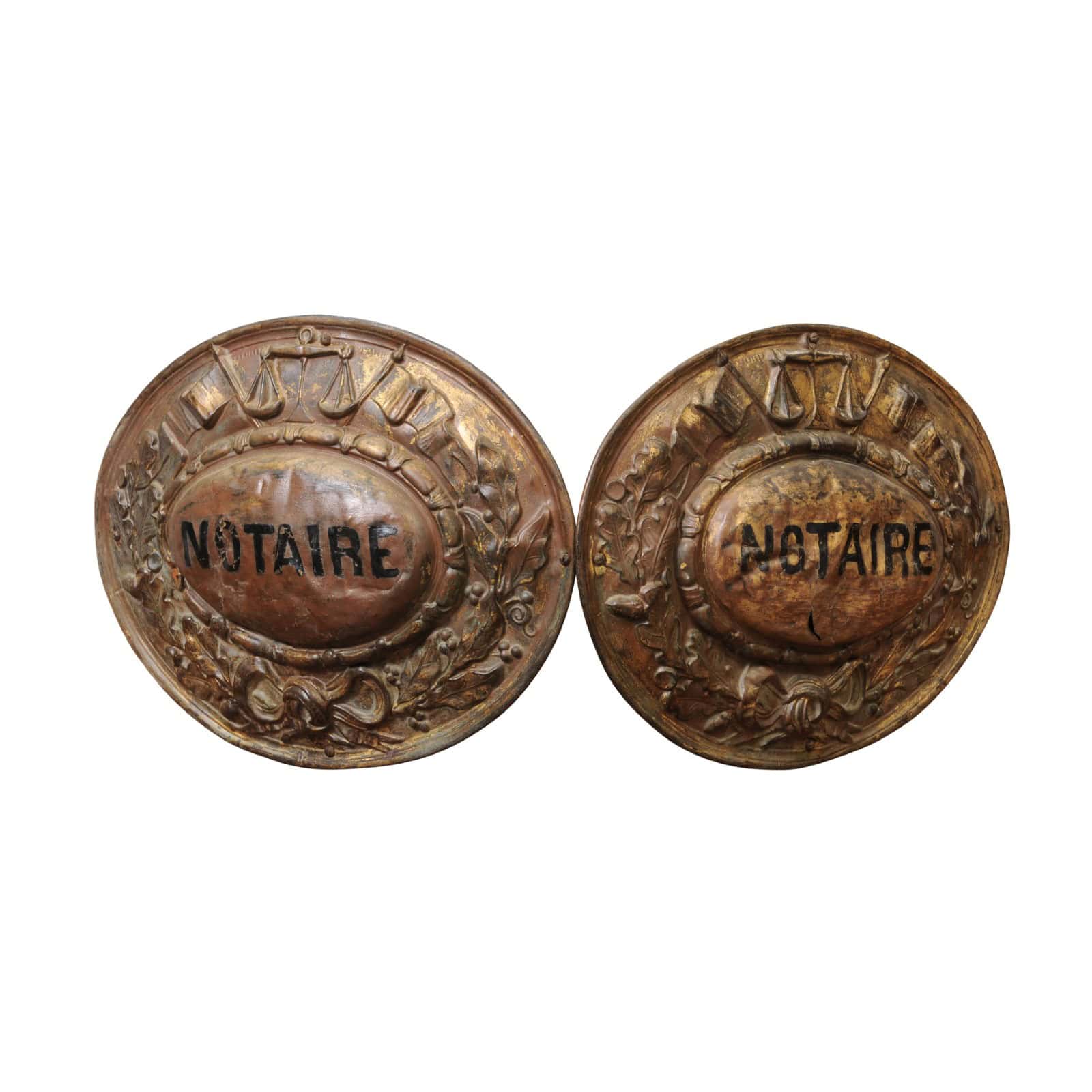 19th Century French Brass Repousse Notary Street Sign - Image 2