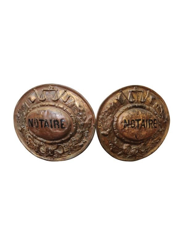 19th Century French Brass Repousse Notary Street Sign