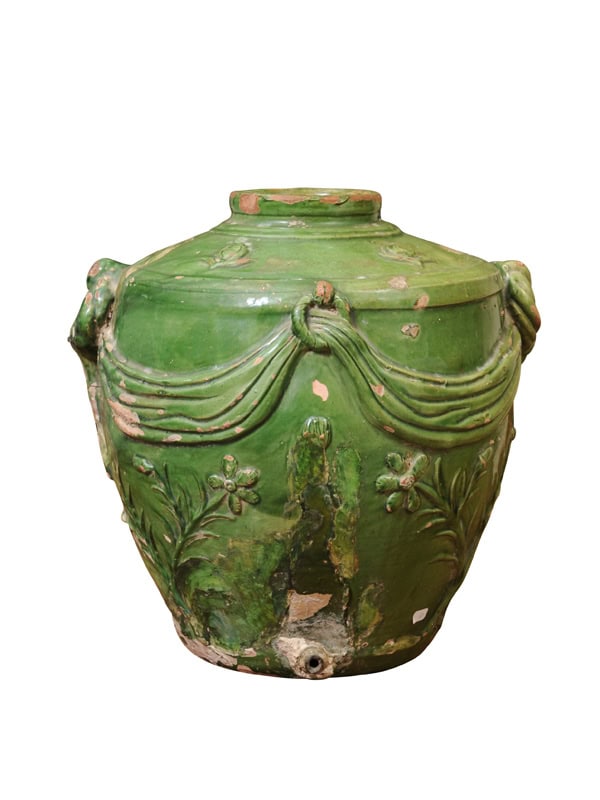 French Louis XVI Green Glazed Terracotta Samovar ca. 1800