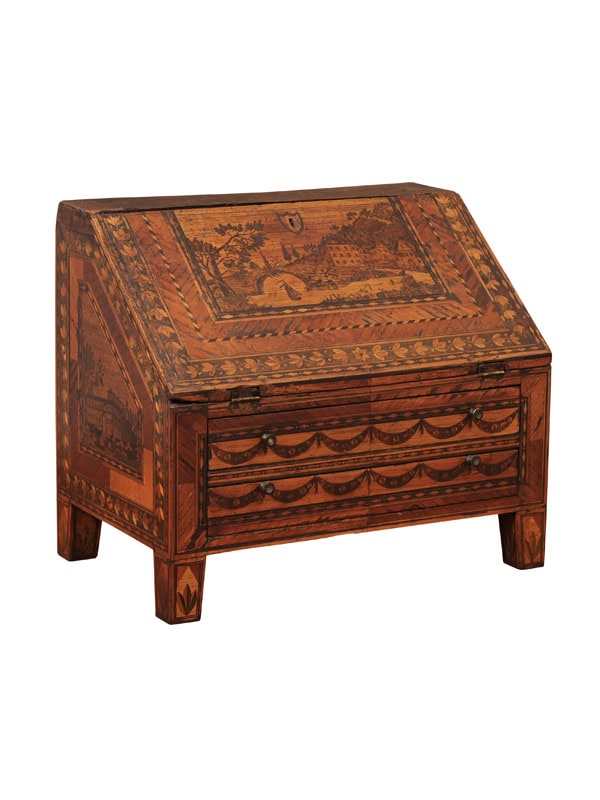 Apprentice Sized Straw Work Bureau / Slant Front Desk France ca. 1880