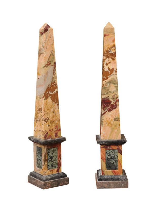 Pair of Large Marble Obelisks, France 20th C.