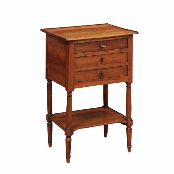 18th Century French Walnut Chiffonier / Bedside Table with 3 Drawers - Image 2