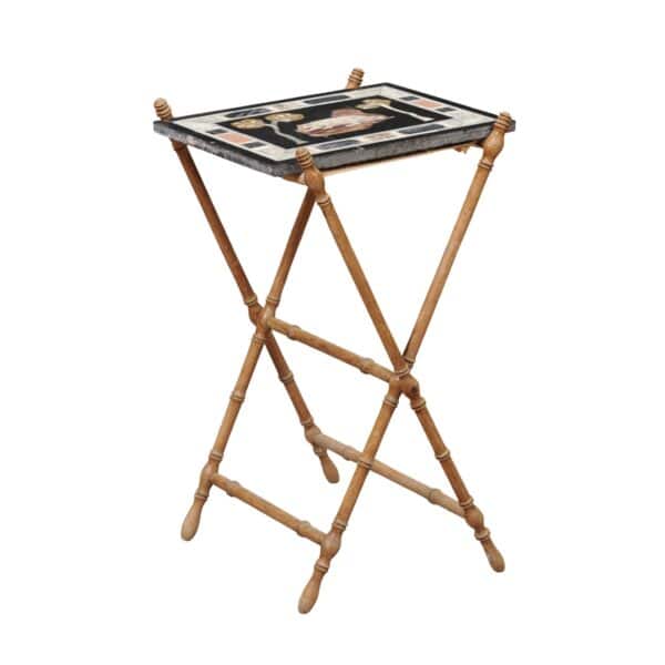 19th Century French Pietra Dura Panel of Tiger with Folding Stand - Image 2