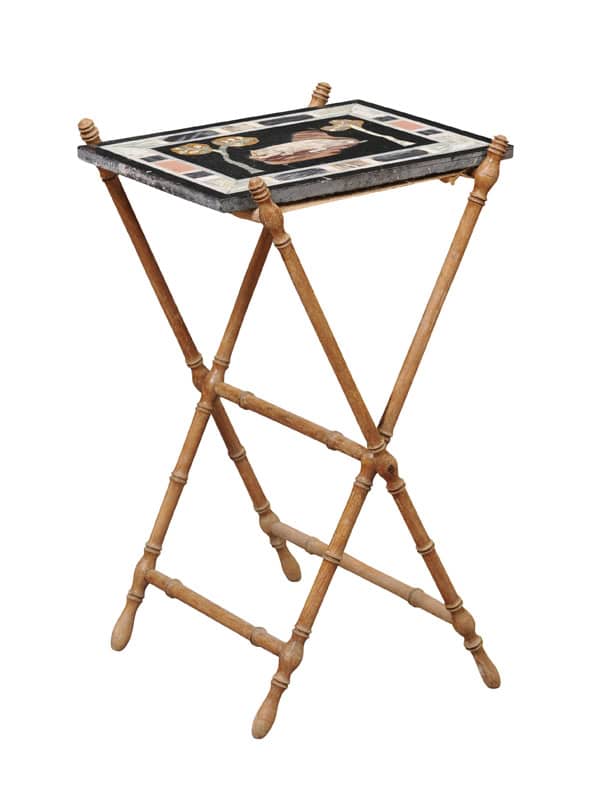 19th Century French Pietra Dura Panel of Tiger with Folding Stand