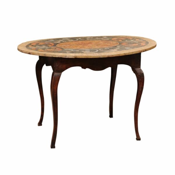 Oval 18th Century Tuscan Table with Painted Top - Image 2