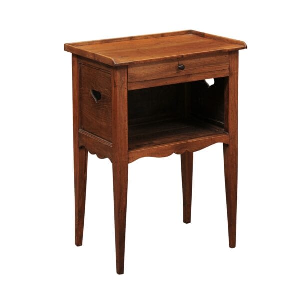 Walnut Chevet / Bedside Table with Drawer, French 18th Century - Image 2