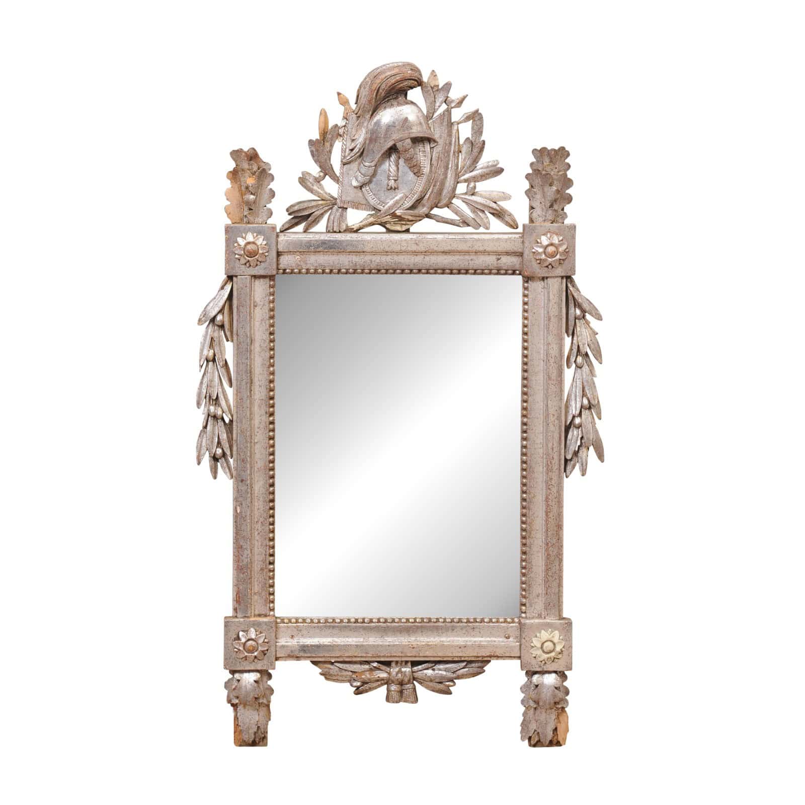 Late 18th Century French Louis XVI Silver Giltwood Mirror - Image 2
