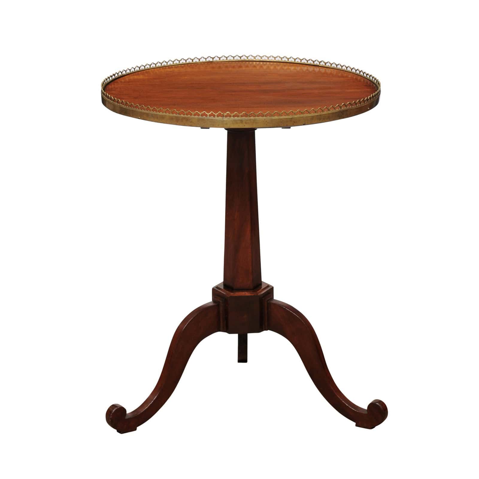 Late 18th Century French Mahogany Louis XVI Tilt Top Gueridon with Brass Gallery - Image 2