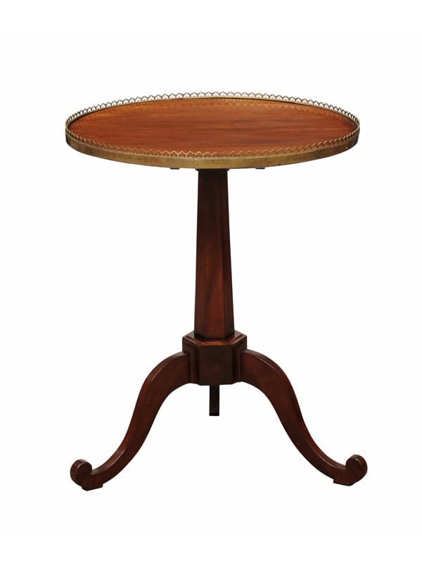 Late 18th Century French Mahogany Louis XVI Tilt Top Gueridon with Brass Gallery