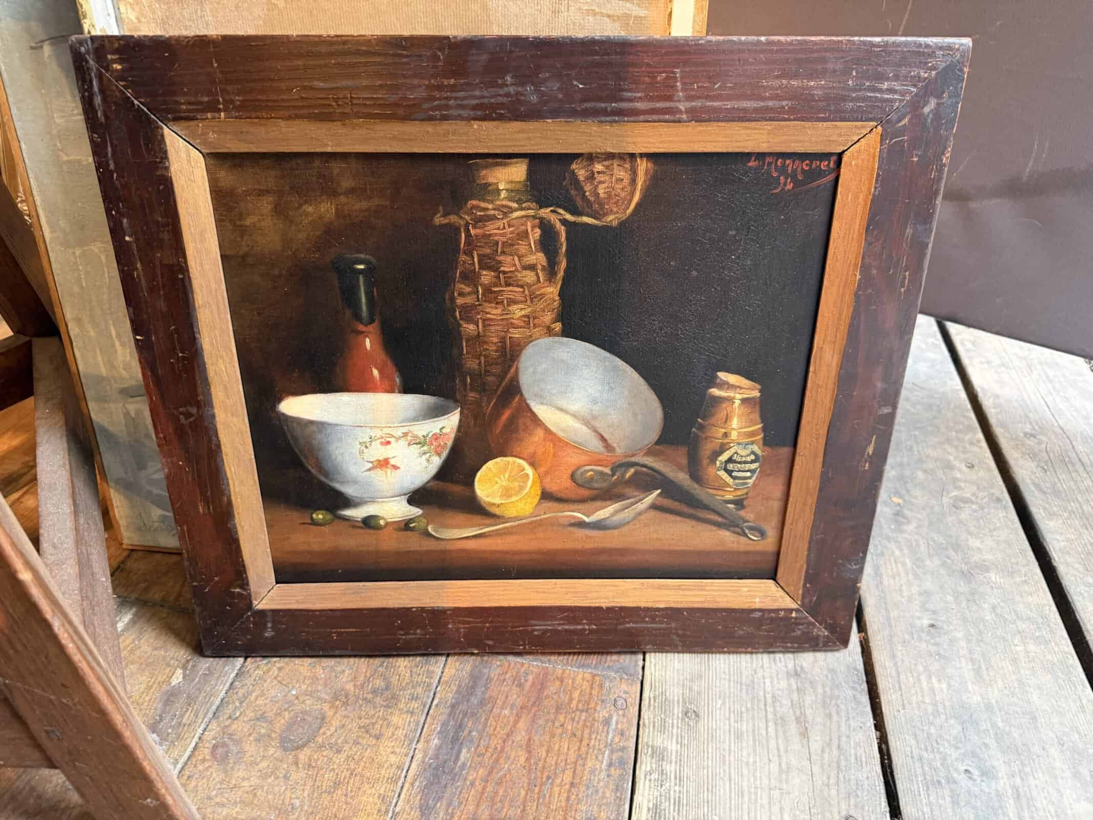 Framed 19th Century French Oil on Canvas Still Life Painting, dated 1894