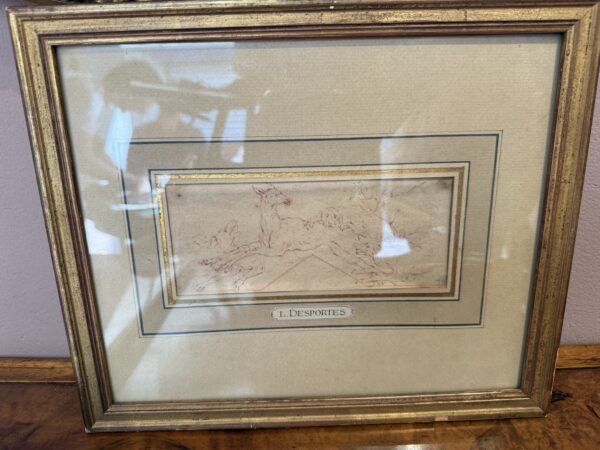 Framed 18th Century French "Desportes Style" Drawing on Paper