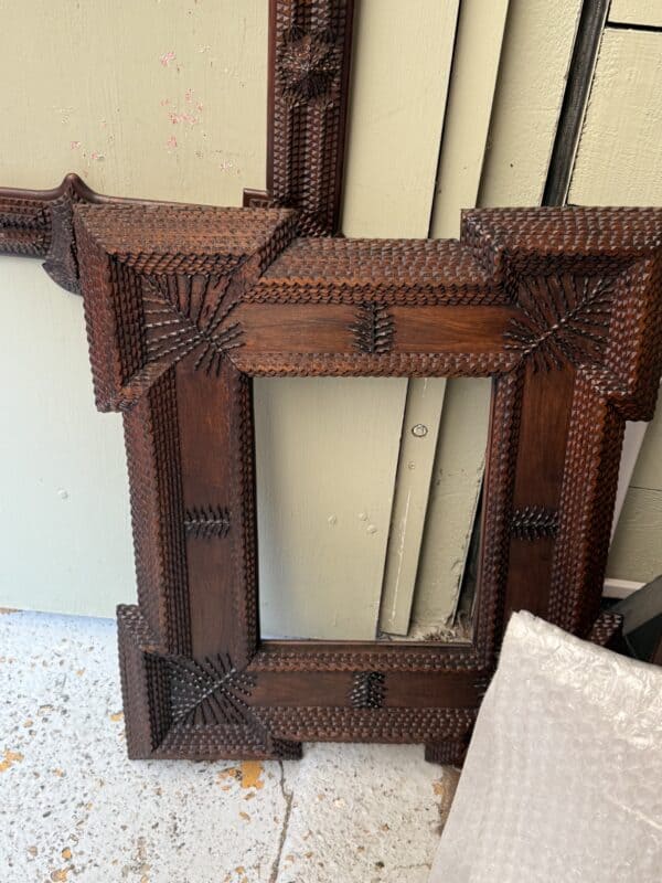 Large Tramp Art Frame for Mirror, France ca. 1850