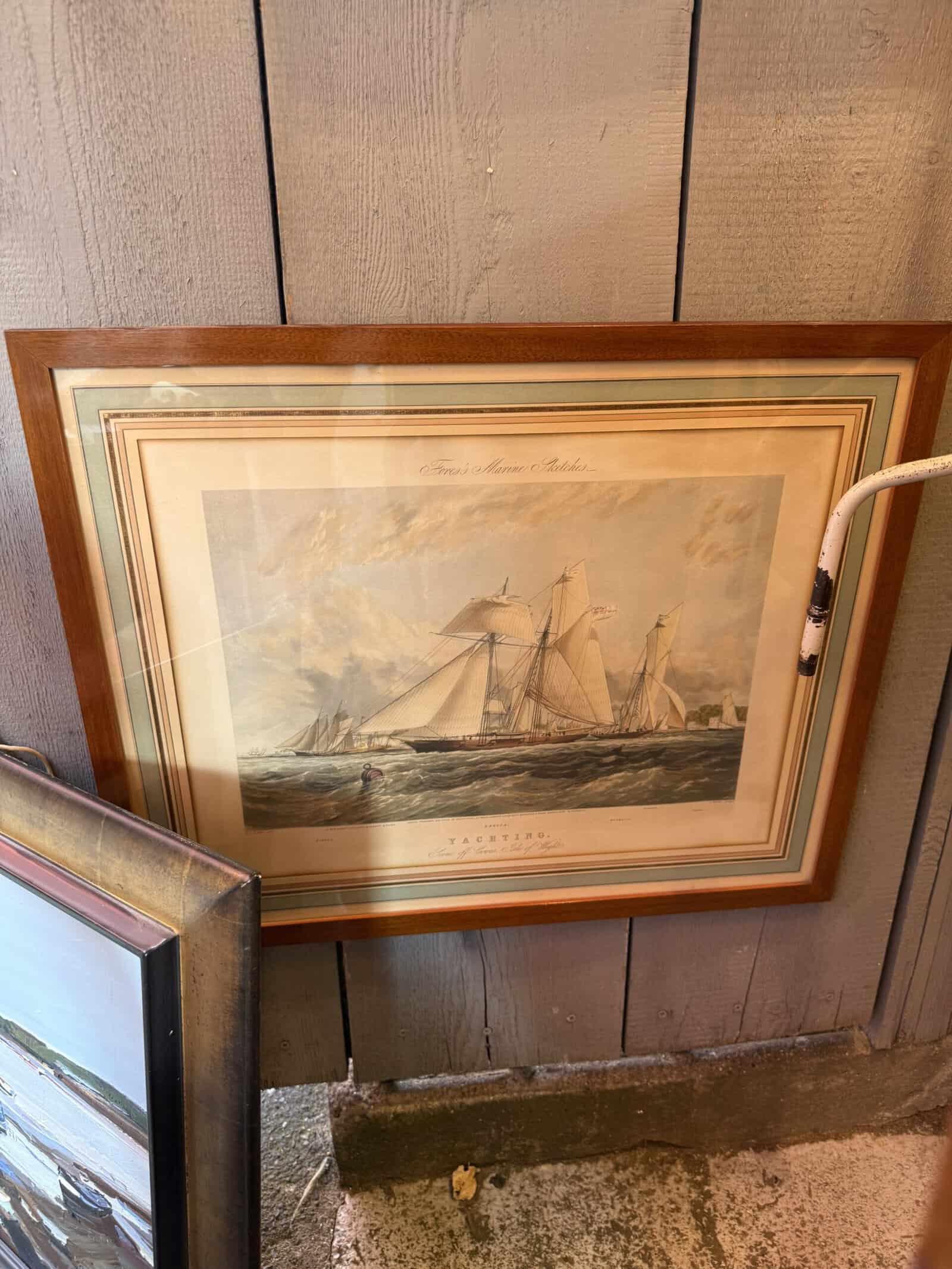 Framed English Sailboat Engraving
