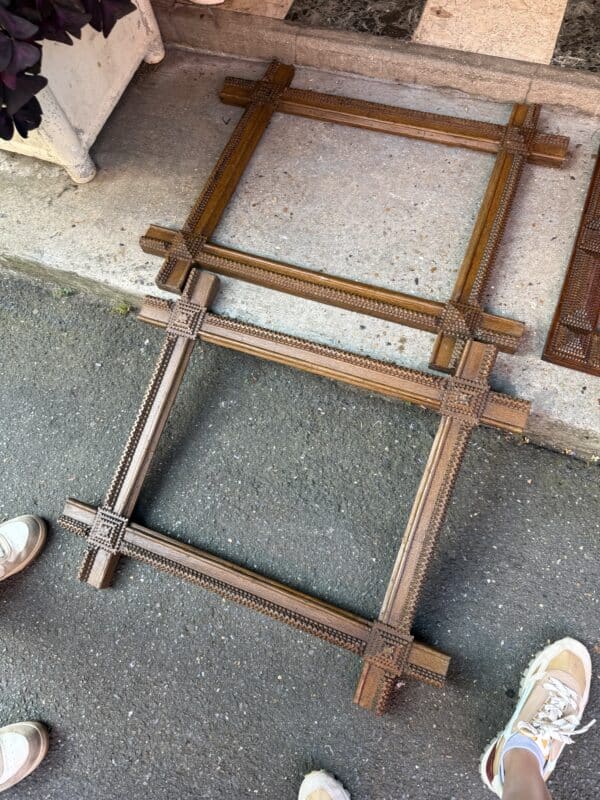 Pair of Tramp Art Frames with Mirrors, France ca. 1880