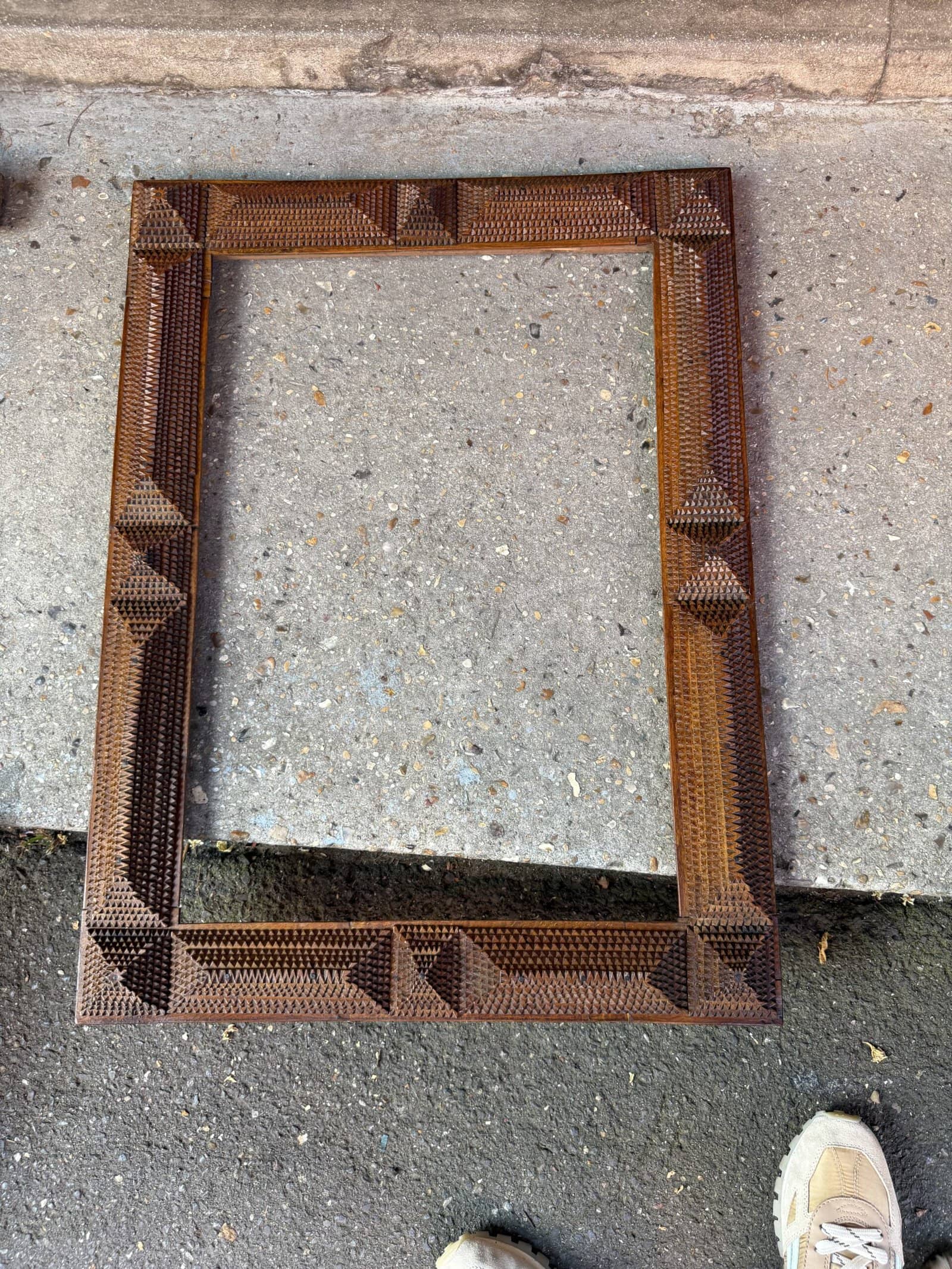 Tramp Art Frame for Mirror, France ca 1880