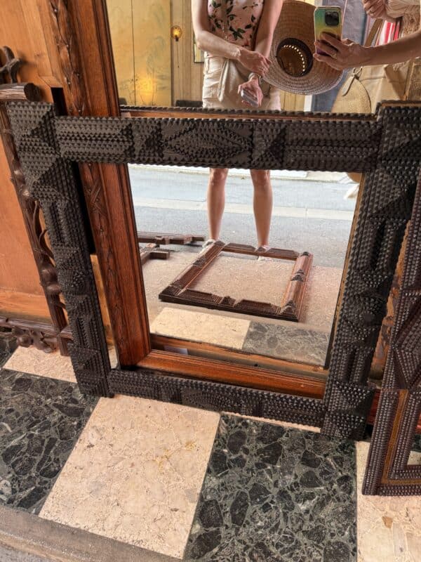 Square Tramp Art Frame for Mirror, France ca. 1880