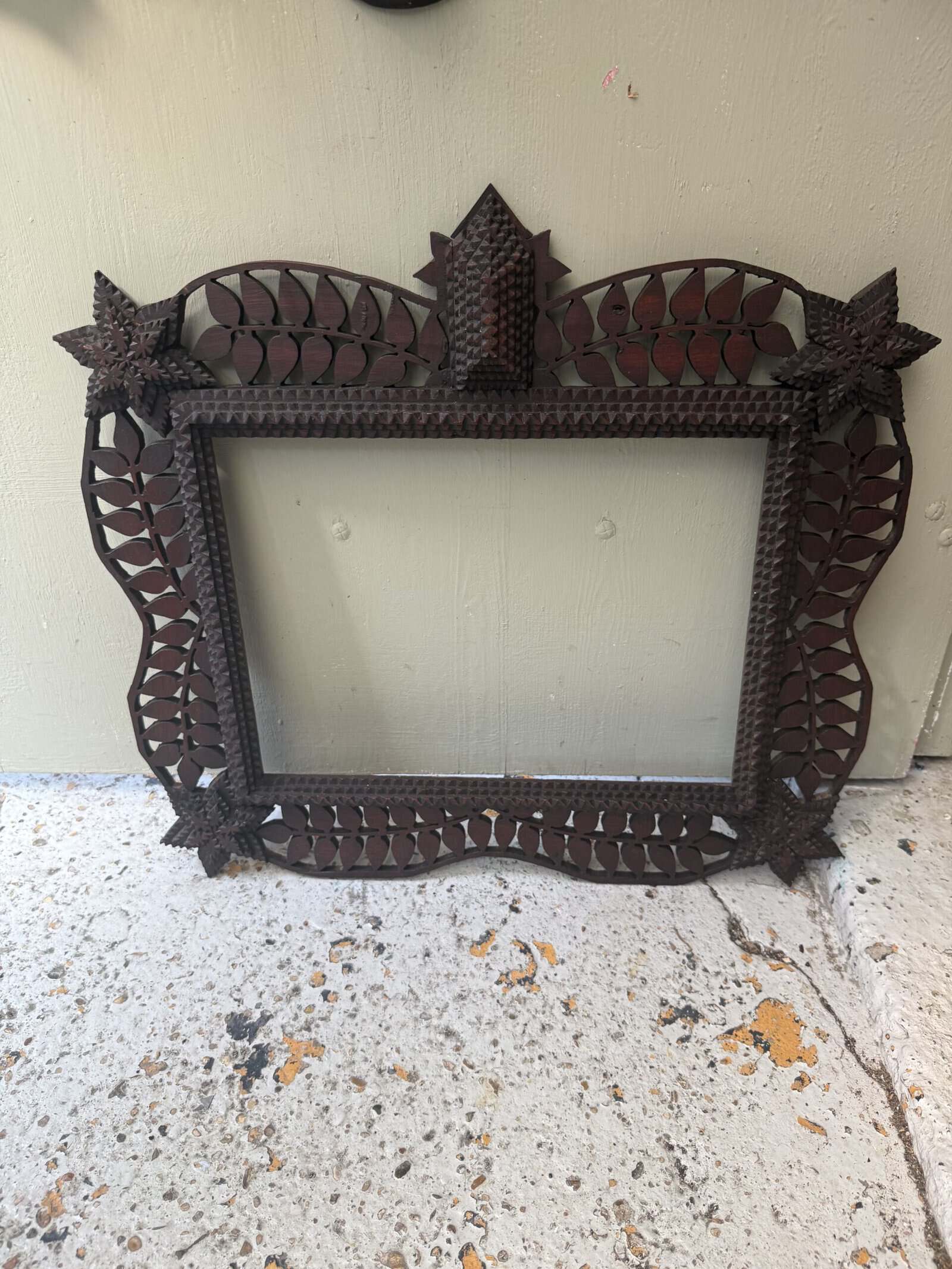 19th Century French Tramp Art Frame for Mirror
