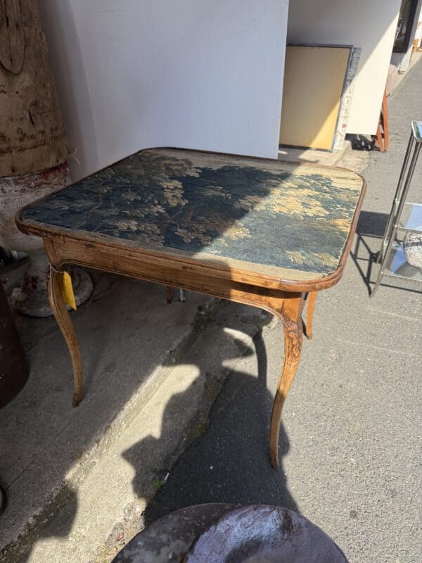 18th Century French Louis XV Game Table with 18th Century Aubusson Tapestry Top